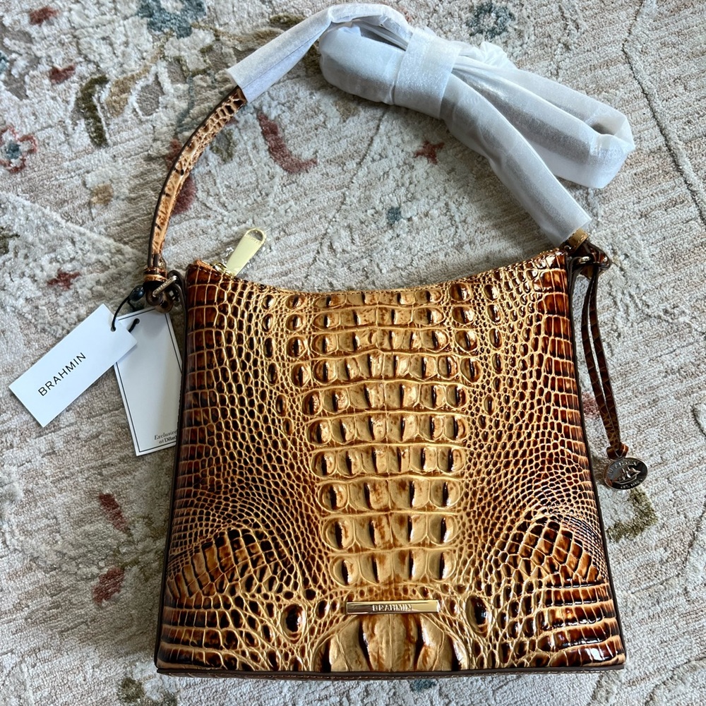 NWT Brahmin Katie Genuine Leather Crossbody Bag. Color is Toasted Melbourne